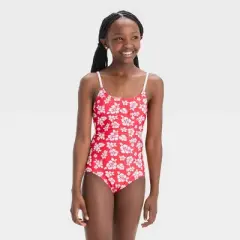 Girls' 'Hawaiian Retreat with Sarong' Swimwear Set - art class&trade; Red
