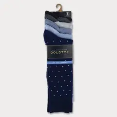 Signature Gold by GOLDTOE Men's Classic Dot Crew Socks 5pk - Navy 6-12.5
