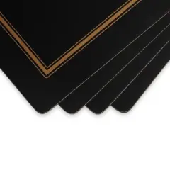 Pimpernel Classic Black Placemats - Set of 4, Heat & Stain Resistant Dining Table Mats with Cork Backing - Elegant Black Place Setting, 15.7" x 11.7"