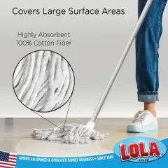 LOLA Products Refill for Cotton Floor Wet String Mop, Absorbs up to 3X its Weight in Water, Heavy Duty, Durable & Super Absorbent for Floor Cleaning