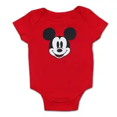 Disney Boy's 3-Pack Mickey Mouse Short Sleeve Baby Bodysuit Creeper, Jogger Pants and Bandana Bib Set for infant