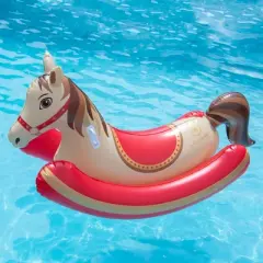 Swimline 86" Brown and Red Hobby Horse Rocker Inflatable Swimming Pool Ride-On Float