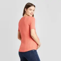 Maternity Elbow Sleeve V-Neck Textured Rib T-Shirt - Isabel Maternity by Ingrid & Isabel&trade; Red