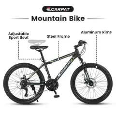 24 inch Mountain Bike Bicycle with Full/Front Suspension,Steel Frame and Dual Disc Brakes for Adults Aluminium Frame Bike Shimano 21-Speed
