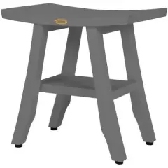 CoastalVogue&reg; Satori&reg; 18" Teak Wood Shower Bench with Shelf in Antique Gray Finish - Target Plus Gray 18"L x 12"D x 18"H