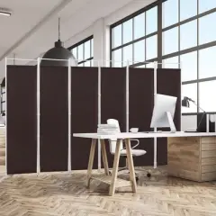 Costway 6-Panel Room Divider Folding Privacy Screen w/Steel Frame Decoration Brown\Black