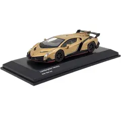 Lamborghini Veneno Gold with Red Line 1/64 Diecast Model Car by Kyosho