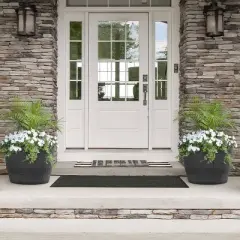 Tierra Verde 2pc Whiskey Barrel Indoor Outdoor Self-Watering Planter Pots Black 23"x15"