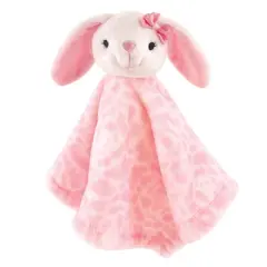 Hudson Baby Infant Girl Animal Face Security Blanket, Bunny, One Size