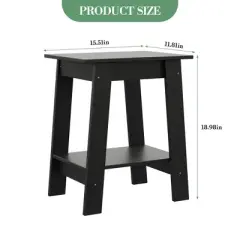 ODK End Table with Double Storage Shelves, Small Space Side Table for Farmhouse Bedroom, Studio Apartment, Entryway