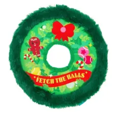 BARK Howly Jowly Holidays Toss The Flying Disc Plush Dog Toy