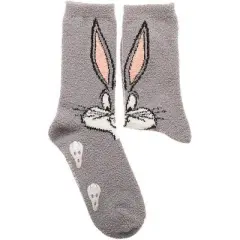 Looney Tunes Bugs Bunny Fuzzy Socks Grey