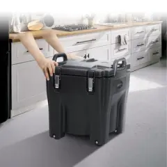 VEVOR Insulated Food Carrier, 32Qt Capacity, Stackable Catering Hot Box with Stainless Steel Barrel, Top Load LLDPE Food Warmer, Black