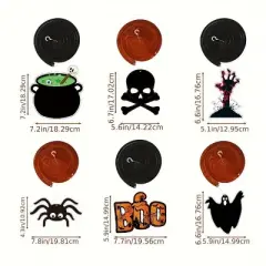 36Pcs Halloween Hanging Swirl Decorations Spider Ceiling Decor Double Sided Paper Boo Day Card Foil Streamers