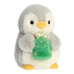 Aurora Small Pompom With Christmas Tree PomPom Penguin Festive Stuffed Animal Gray 7.5"
