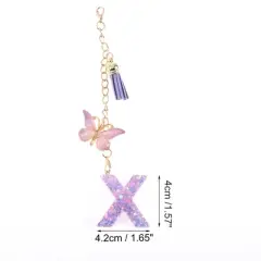 Unique Bargains Star Sequin Letter X Butterfly Tassel Water Cup Pendant Purple 1 Pc