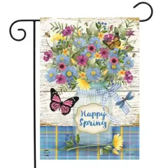 Briarwood Lane Garden Flag 12x18 For Outdoor Happy Spring Floral Jar For Spring Garden Flag Flags For Outside