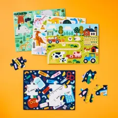 4pk Tray Puzzles - Gigglescape&trade;: Kids Animal Puzzle Sets, Ages 3+, 12 & 24 Pieces
