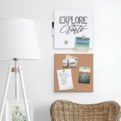 U Brands Tile Board Value Pack, (1) Tan Cork Bulletin, (1) White Magnetic Dry Erase, 14 x 14