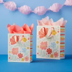 12.67x9.96x0.49 Floral on Cream Large Gift Bag - Spritz&trade;