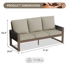 EAGLE PEAK Natural Cedar Patio Furniture, Real Wood Outdoor Furniture Couch 3 Seat Sofa