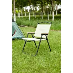 Gulches Outdoor Portable Chairs - Beige Folding Chair for Camping, Picnics, and More, 280 lbs Capacity