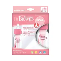 Dr. Brown's Natural Flow Anti-Colic Baby Bottles - Pink - 4oz/3pk