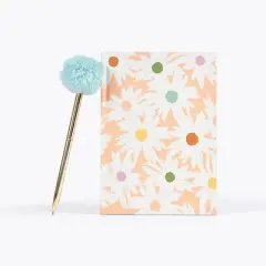 5"x7" Stationery Gifts Journal and Pom Pen Set Floral: Garven Hard Cover, Lined Paper, Adult, 160 Pages, Multicolored