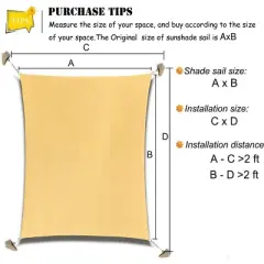 Handpoint Rectangle Patio Sun Shade Sail &ndash; Sand, UV-Blocking Outdoor Canopy