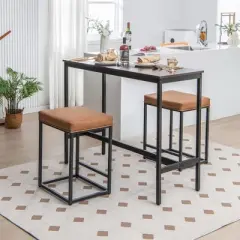 Costway Set of 2 Bar Stools 24'' Counter Height Backless Kitchen Island Bar Chairs Brown/Black/Grey
