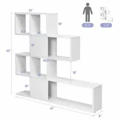 Costway 5-Tier Bookshelf Corner Ladder Bookcase Display Storage Rack White