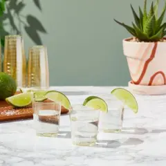 Juvale 100 Pack Gold Glitter Shot Glasses, Disposable 2oz Plastic Cups for Birthday Party