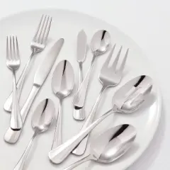65pc Sussex Flatware Set Silver - Threshold&trade;: Stainless Steel Silverware Service for 12, Dishwasher-Safe