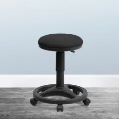 Emma and Oliver Black Ergonomic Stool with Foot Ring