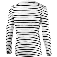 Lars Amadeus Men's Striped Crew Neck Long Sleeve Casual Cotton Pullover T Shirt
