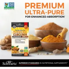 Turmeric Curcumin 1500mg Capsules with Bioperine Black Pepper Extract, Supports Healthy Inflammatory Response, Organic Tumeric Supplement, Bioschwartz