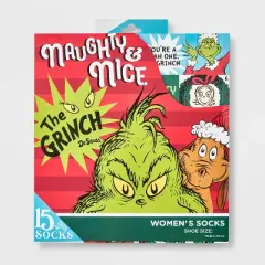 Women's Dr. Seuss' The Grinch 15 Days of Socks Advent Calendar - Assorted Colors 4-10