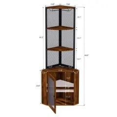 Gulches 65" Corner Shelf with Doors and Wine Glass Rack
