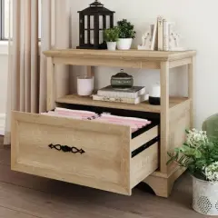 Adaline Caf&eacute; Lateral File Cabinet with Drawer Orchard Oak - Sauder