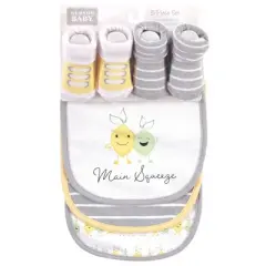 Hudson Baby Infant Cotton Bib and Sock Set 5pk, Main Squeeze, One Size