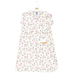 Hudson Baby Infant Girl Long Sleeve Cotton Jersey Sleeping Bag, Sack, Blanket, Neutral Pink Floral