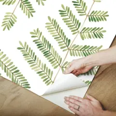 RoomMates Cat Coquillette Leaflets Green Peel and Stick 1pc Wallpaper