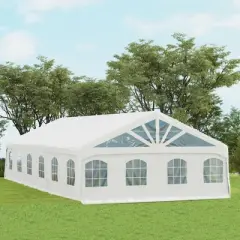 Outsunny 19.5' x 39' Party Tent, Heavy Duty Sun Shade Canopy Tent with 2 Doors and 20 Windows, White