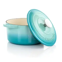 Crock-Pot Artisan 2 Piece 3 Quarts Enameled Cast Iron Dutch Oven in Aqua Blue