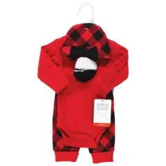 Hudson Baby Girls Thermal Preemie Layette Set 4pc Long Sleeve Outfit, Girl Buffalo Plaid, Preemie