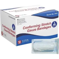 Dynarex Conforming Stretch Gauze Bandages 3" X 4.1Yd, 12 Count