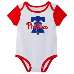 MLB Philadelphia Phillies Infant Boys' White Pinstripe 3pk Bodysuits