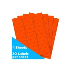 JAM Paper Laser/Inkjet Mailing Address Labels 1 x 2 5/8 Neon Red 354328230