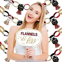 Big Dot of Happiness Flannel Fling Before The Ring - Banner & Photo Booth Decorations Buffalo Plaid Bachelorette Party Supplies Kit Doterrific Bundle