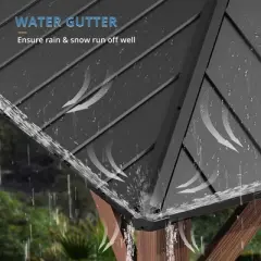 Arceso Hardtop Gazebos, Aluminum Frame Permanent Pavilion with Curtains and Netting, Double Galvanized Steel Roof Gazebo Outdoor, Metal Gazebo Canopy